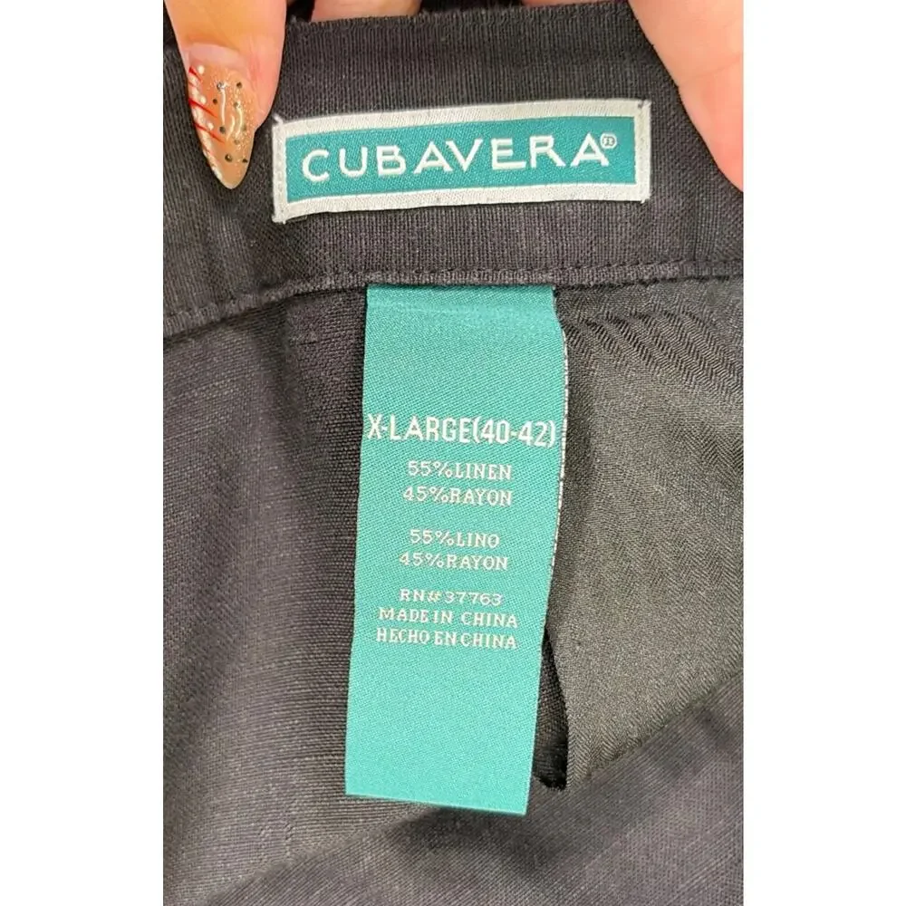Cubavera Linen Blend Drawstring Pants Mens X-Large Waist 40/42 Black Charity